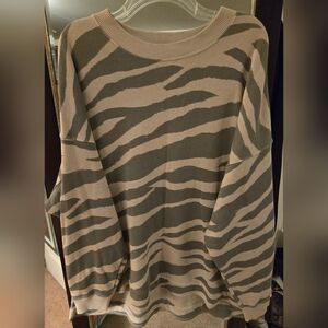 American Eagle Outfitters Zebra Print Sweater - Gray and Tan